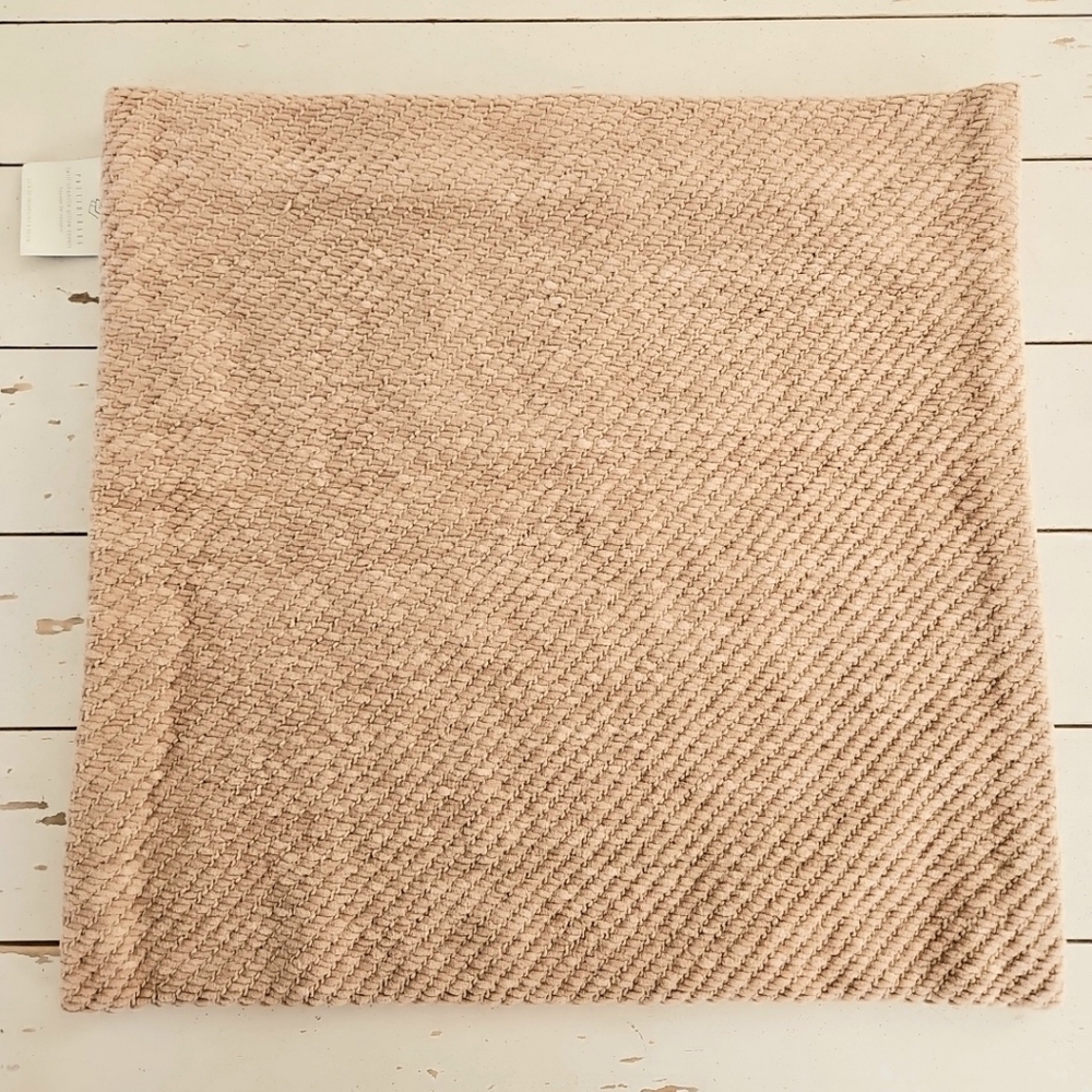 Pottery Barn Twill Chenille Knit Pillow Cover 20 x 20” Textured Natural New